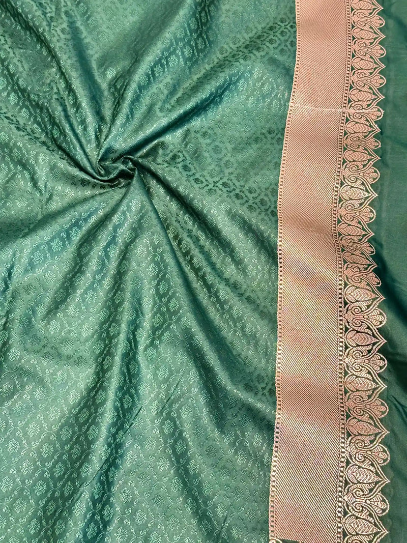 Bottle Green Traditional Weave Mashru Katan Saree