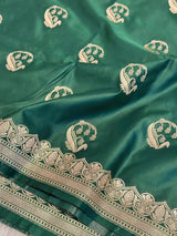Bottle Green Traditional Weave Mashru Katan Saree