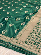 Bottle Green Traditional Weave Mashru Katan Saree