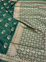 Bottle Green Traditional Weave Mashru Katan Saree