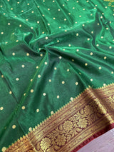 Bottle Green Colour Satin Silk Embroidered Saree