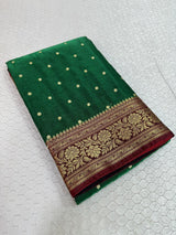 Bottle Green Colour Satin Silk Embroidered Saree