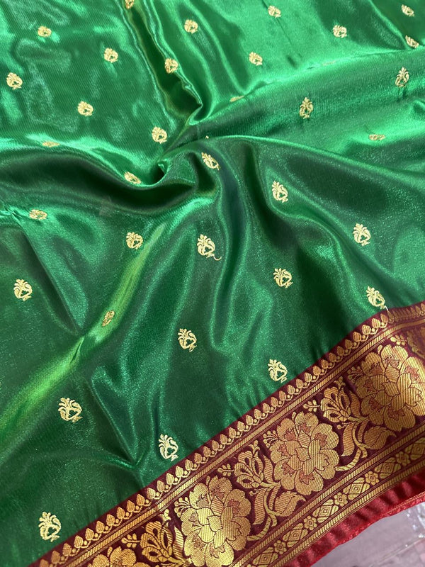 Bottle Green Colour Satin Silk Embroidered saree