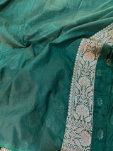 Bottle Green Katan Silk Buti Banarasi Saree