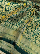 Bottle Green Meenakari Brocade Katan Silk Saree