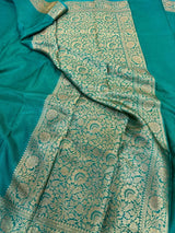 Bottle Green Mysore Crepe Silk Zari Banarasi Saree