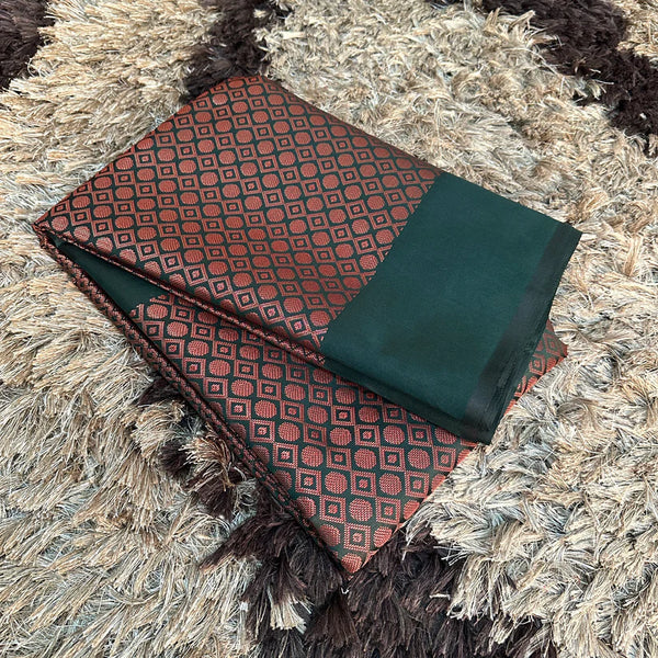 Bottle Green Softsilk Brocade Pattern Jacquard Banarasi Saree