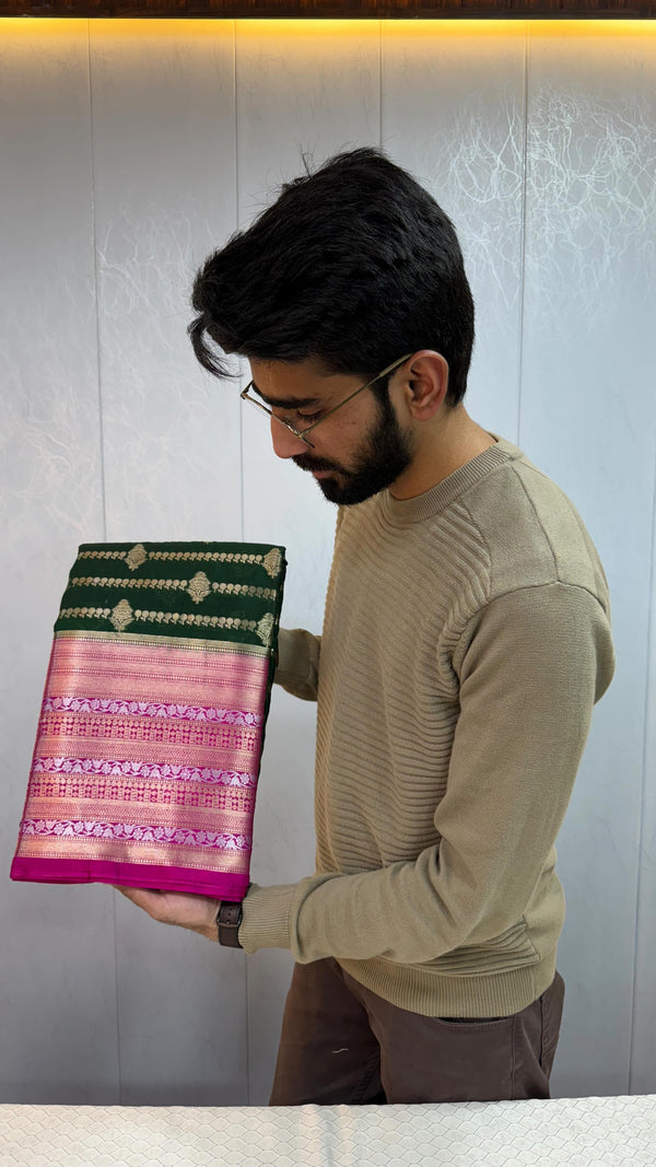 Bottle Green Warm Silk Banarasi Saree