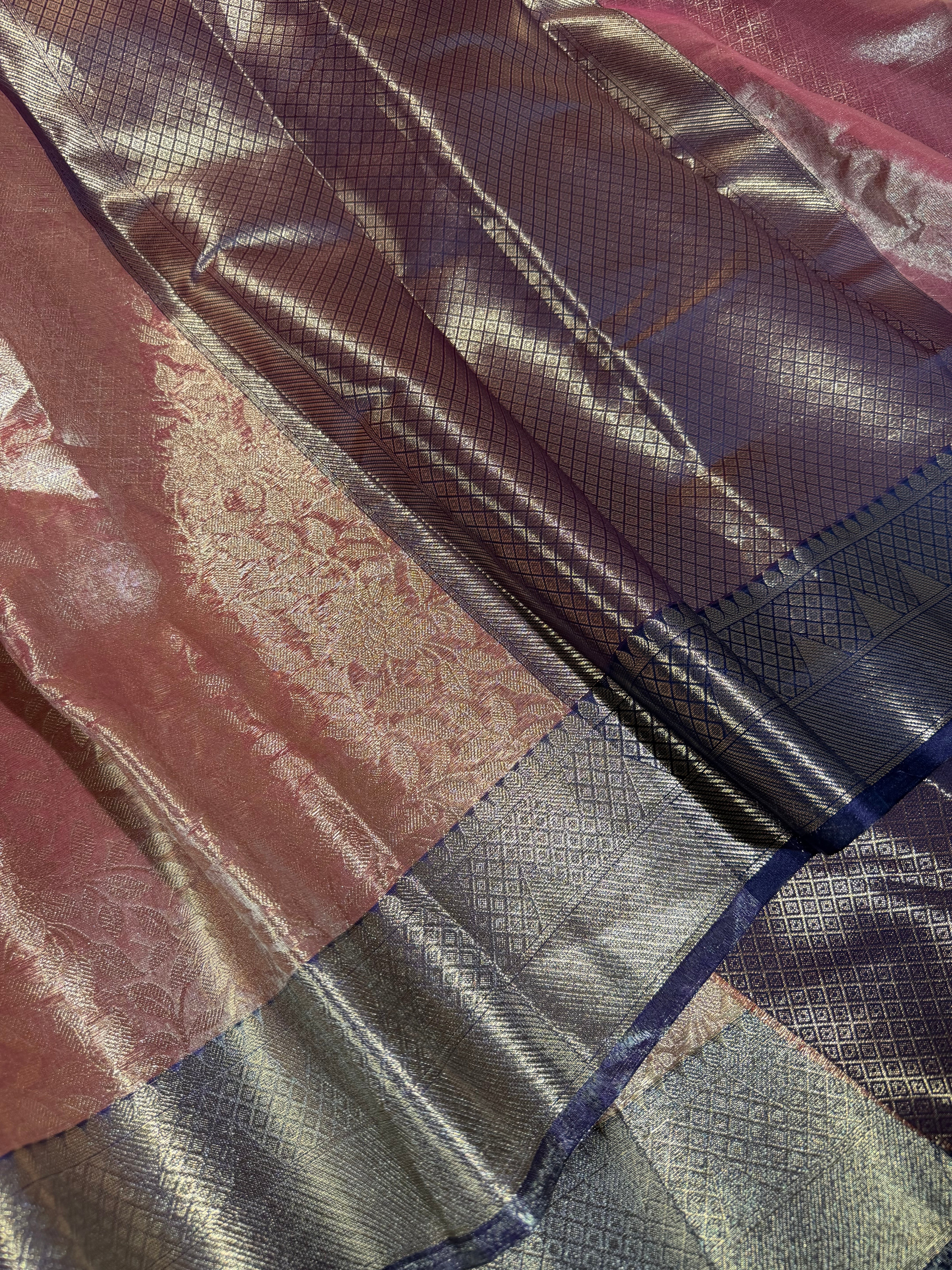 Bridal Kanjivaram Embossed Tissue Silk Saree