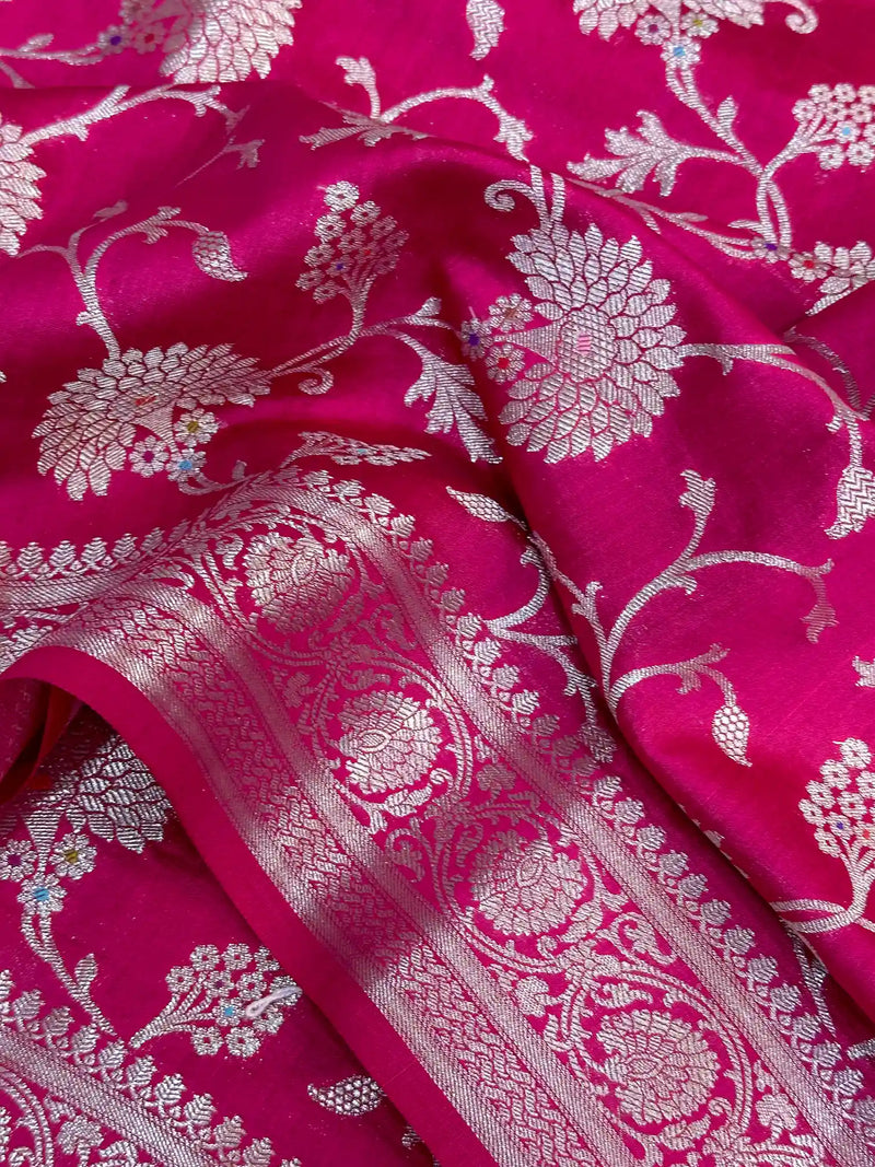 Bridal Pink Intricate Meenakari Chiniya Silk Banarasi Saree