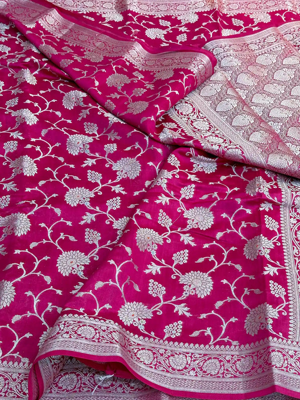 Bridal Pink Intricate Meenakari Chiniya Silk Banarasi Saree