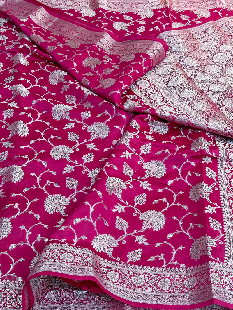 Bridal Pink Intricate Meenakari Chiniya Silk Banarasi Saree