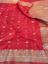 Bridal Red Handwoven Pure Katan Silk Banarasi Saree