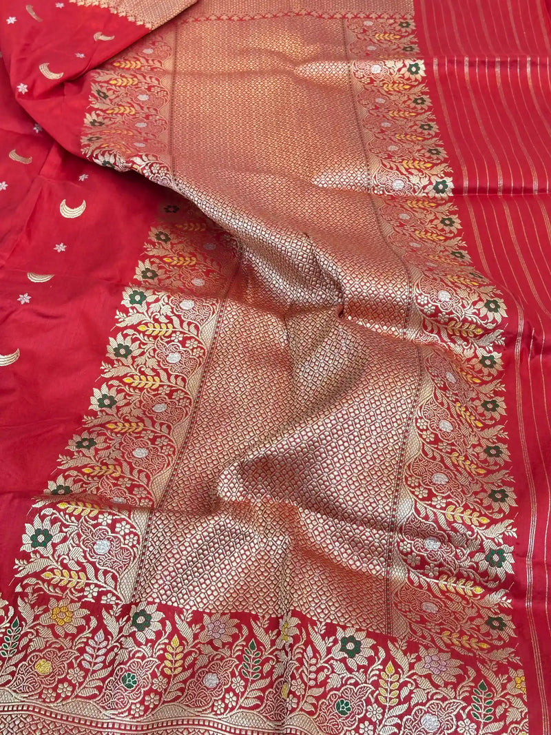 Bridal Red Handwoven Pure Katan Silk Banarasi Saree