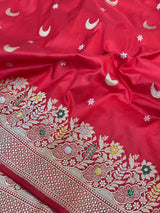 Bridal Red Handwoven Pure Katan Silk Banarasi Saree