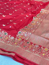 Bridal Red Handwoven Pure Katan Silk Banarasi Saree