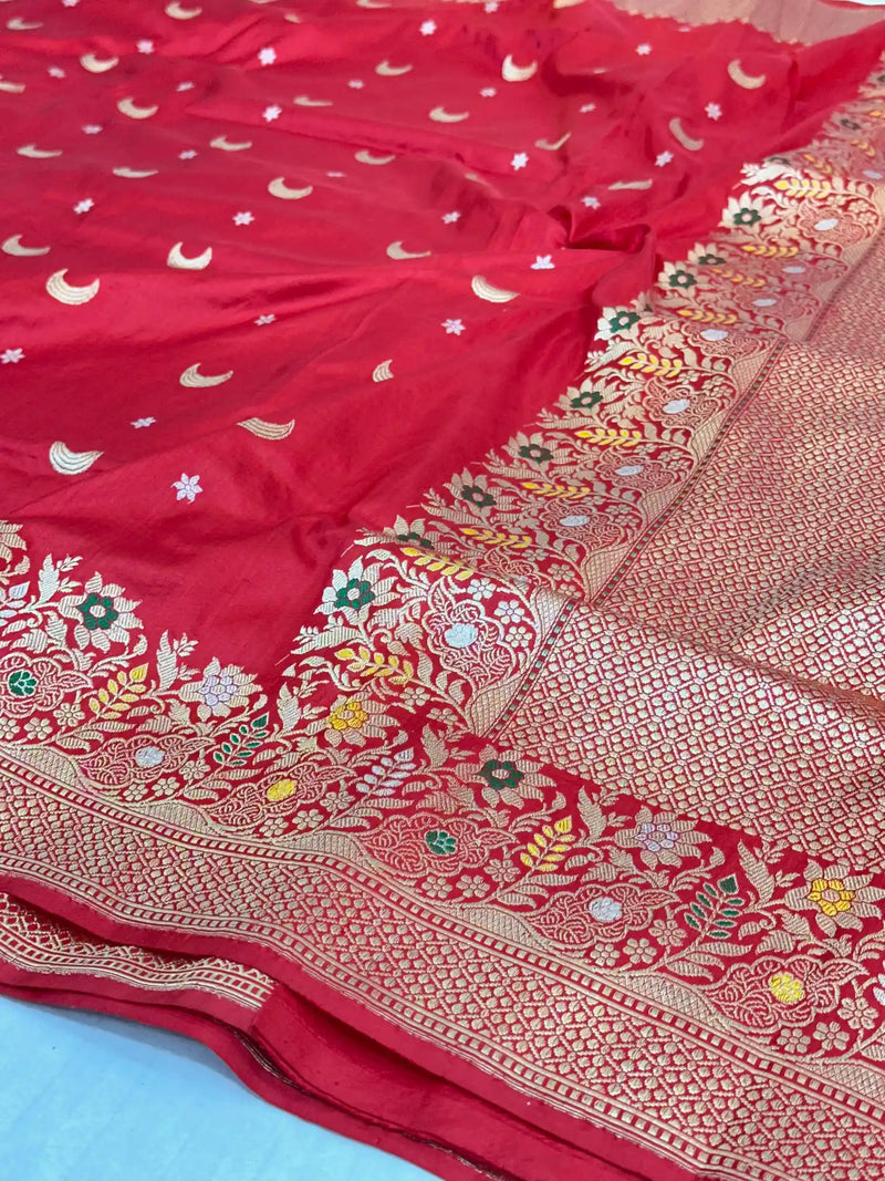 Bridal Red Handwoven Pure Katan Silk Banarasi Saree