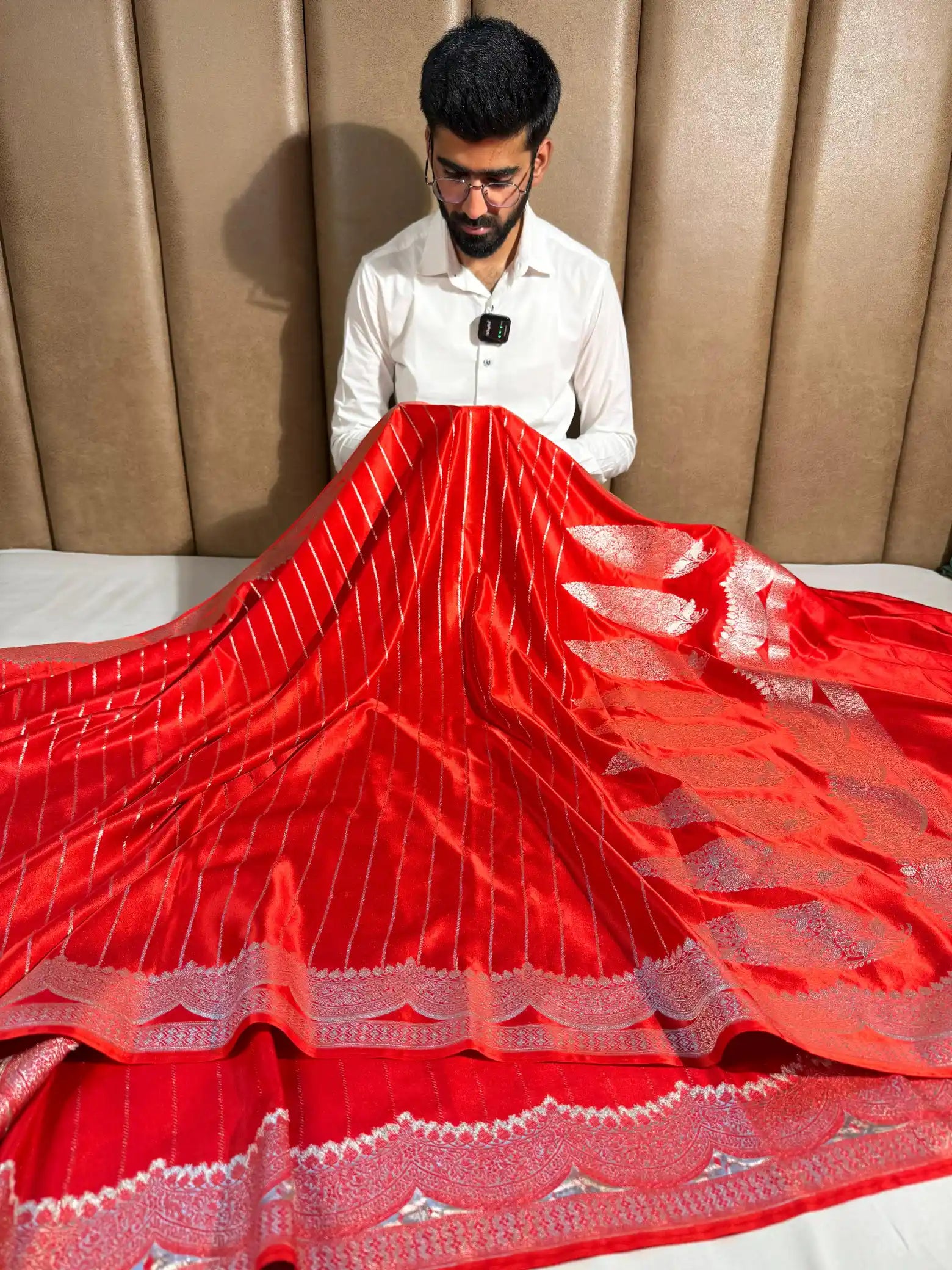 Bridal Red Mashru Katan Silk Heritage Weave Banarasi Saree