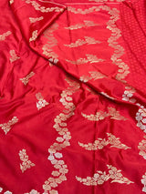 Bridal Red Premium Mashru Katan Banarasi Saree