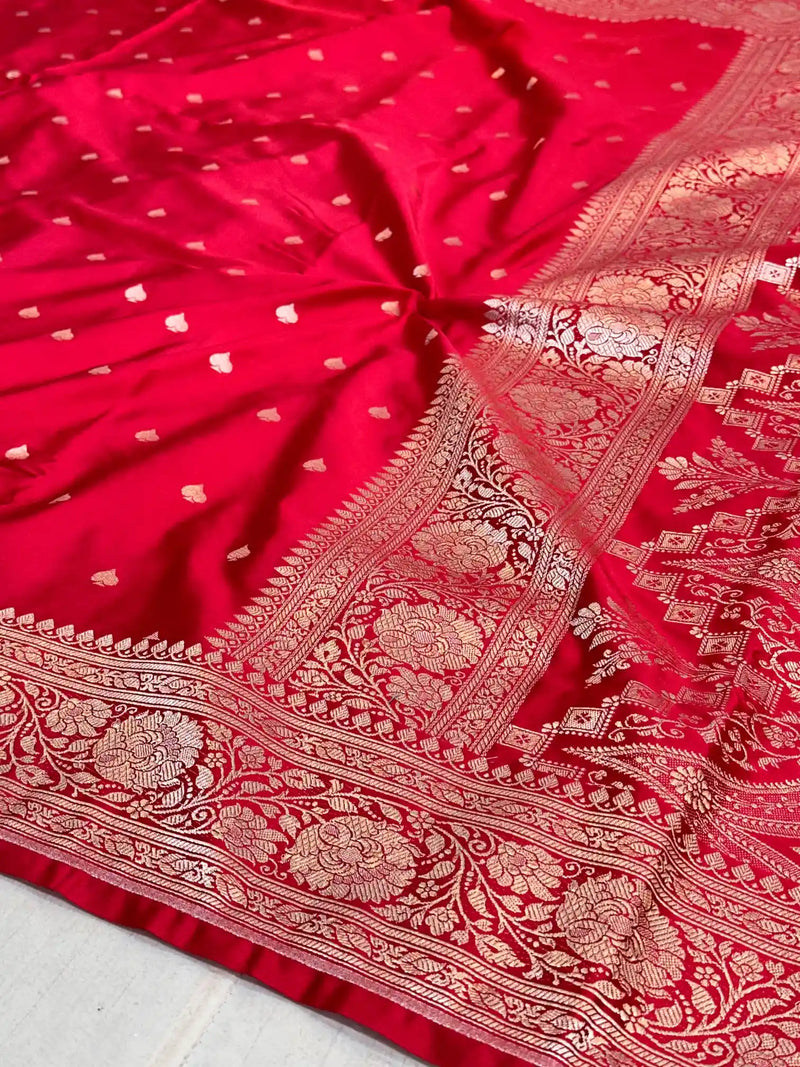 Bridal Red Premium Mashru Katan Saree