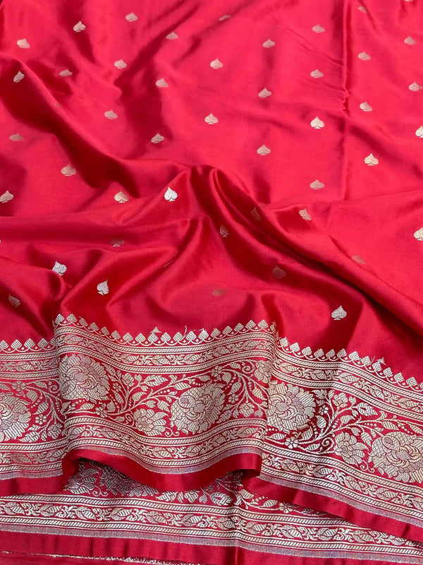 Bridal Red Premium Mashru Katan Saree