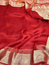 Bridal Red Pure Tissue Silk Banarasi Saree