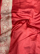  Bridal Red Shade Pure Chiniya Silk Designer Saree