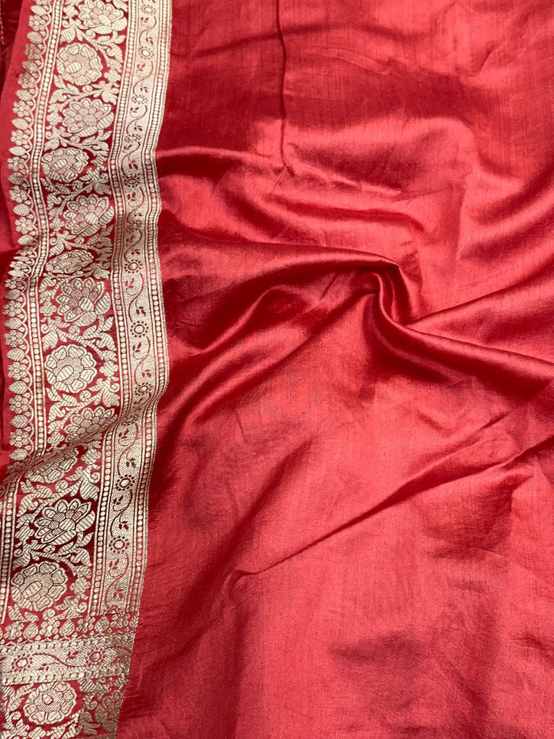  Bridal Red Shade Pure Chiniya Silk Designer Saree