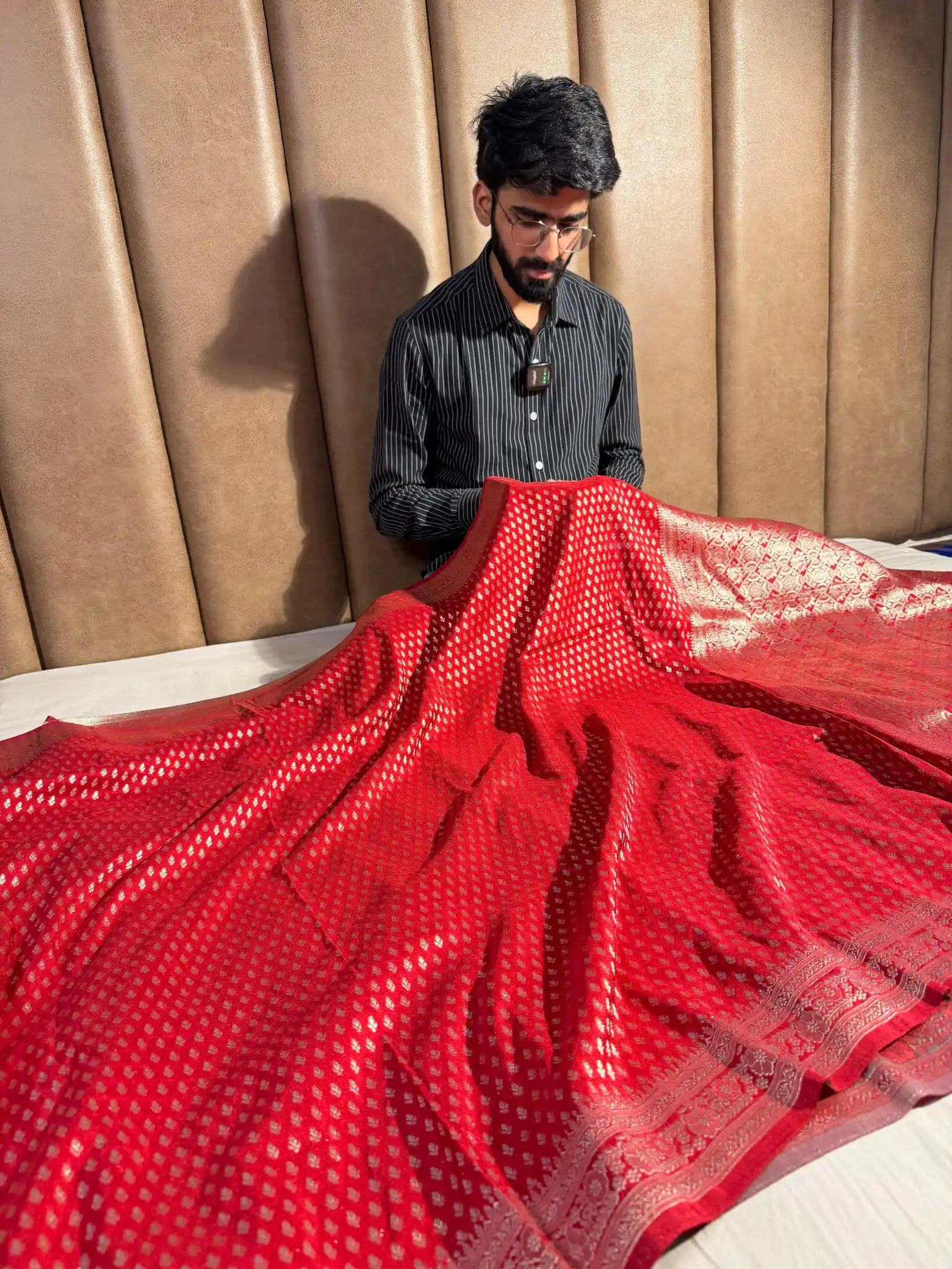 Bridal Red Softsilk Opera Buti Design Banarasi Saree