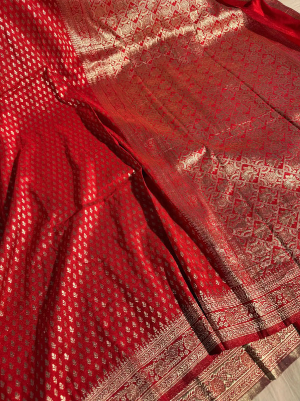 Bridal Red Softsilk Opera Buti Design Banarasi Saree