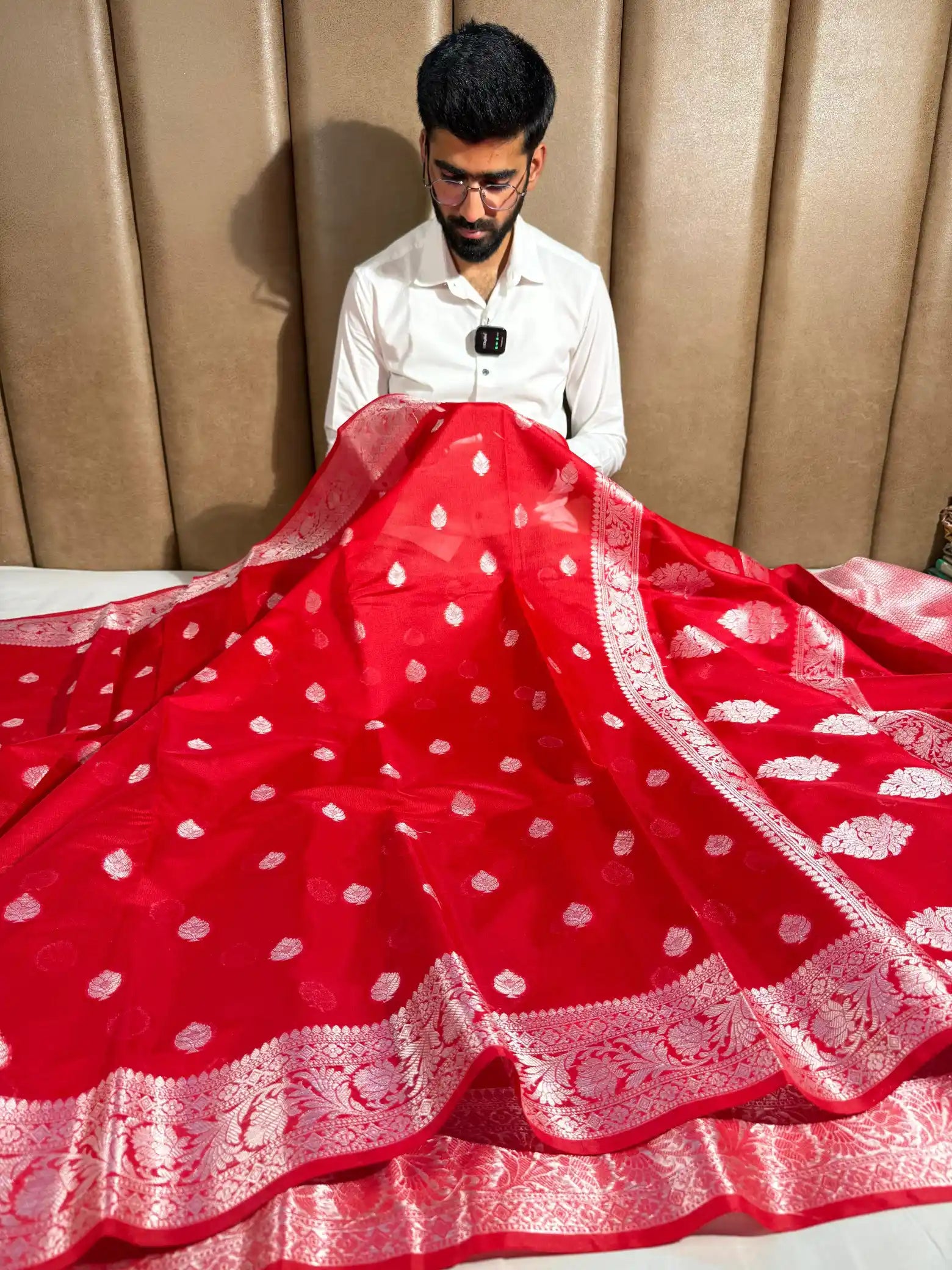 Bridal Red Softsilk Silver Zari Weave Banarasi Saree