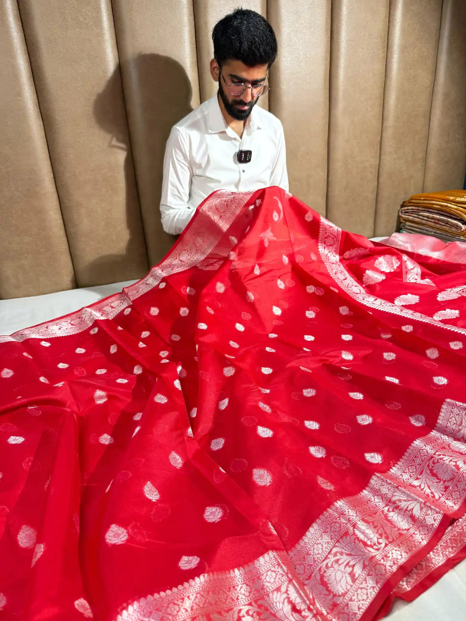 Bridal Red Softsilk Silver Zari Weave Banarasi Saree