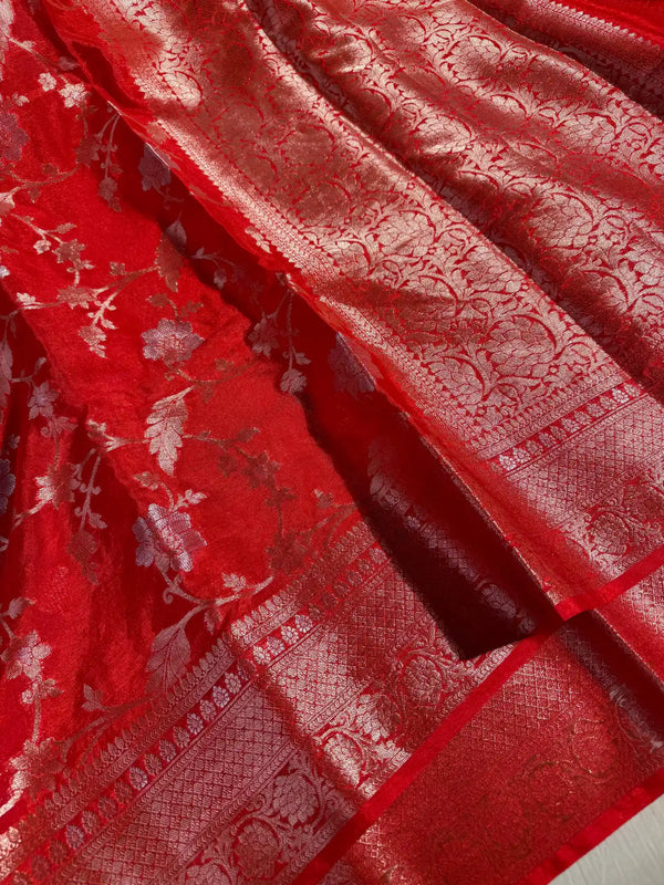 Bridal Red Warm Silk Meenakari Weave Banarasi Saree
