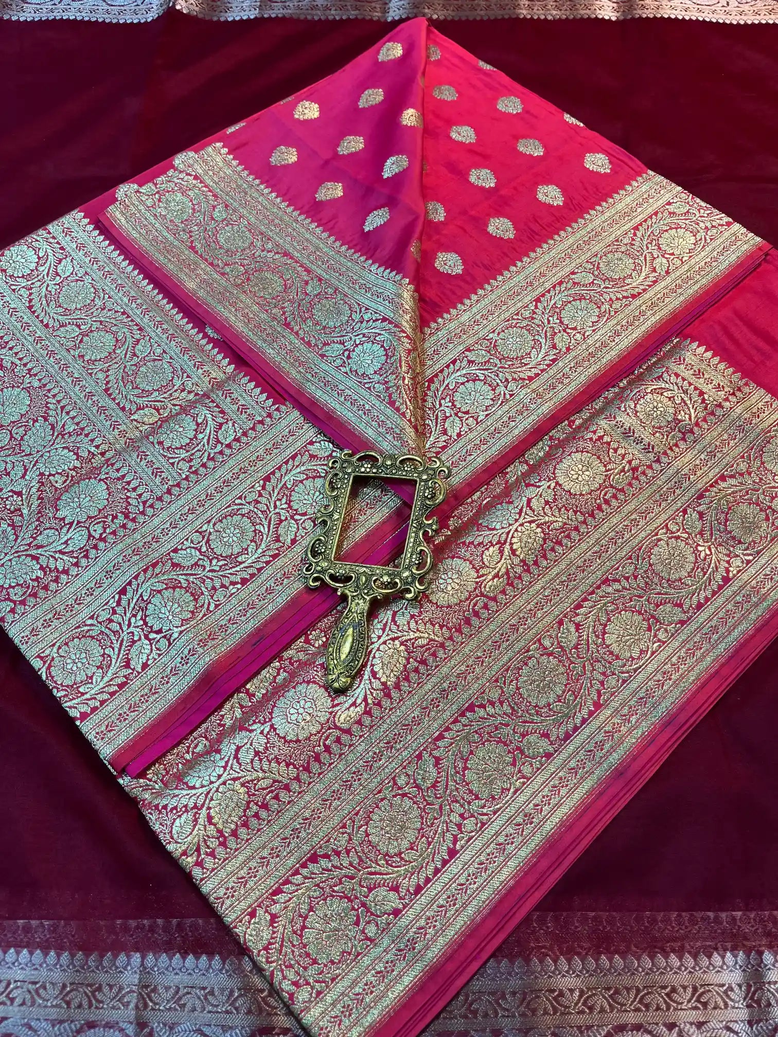 Bridal Pink Satin Silk Premium Buta Design Banarasi Saree