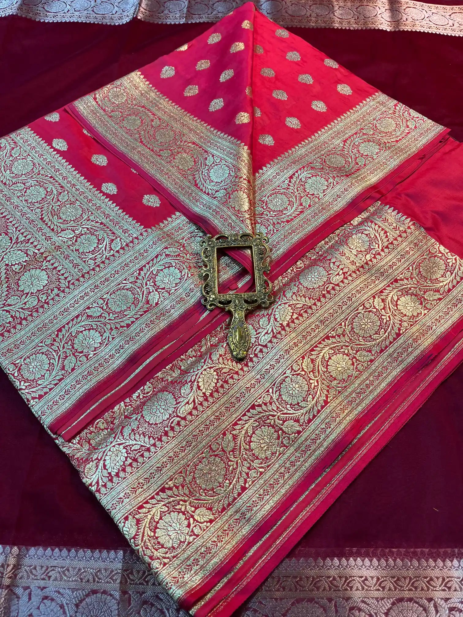 Bridal Pink Satin Silk Premium Buta Design Banarasi Saree