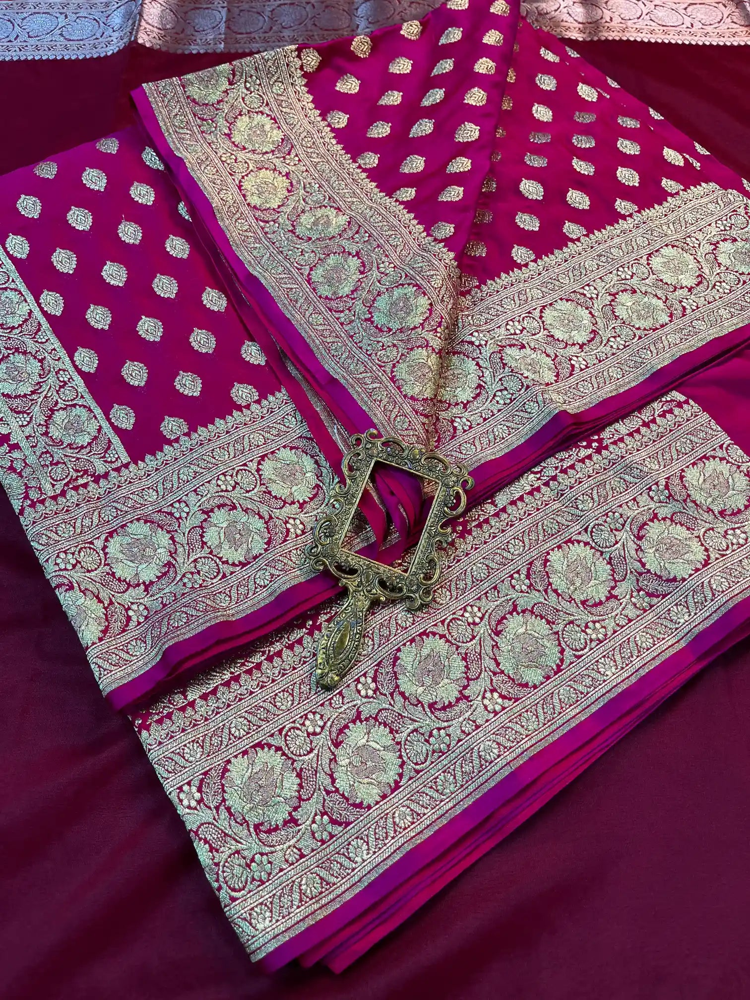 Bridal Purple Satin Silk Premium Buta Design Banarasi Saree