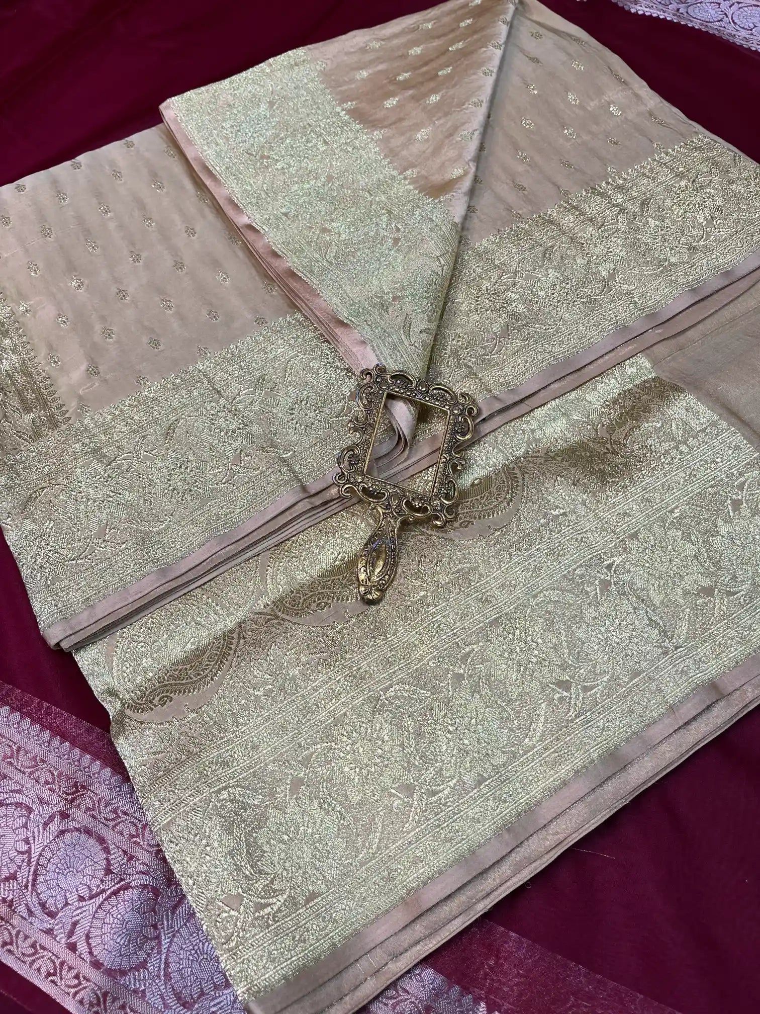 Bridal Pastel Shade Satin Silk Traditional Buti Banarasi Saree