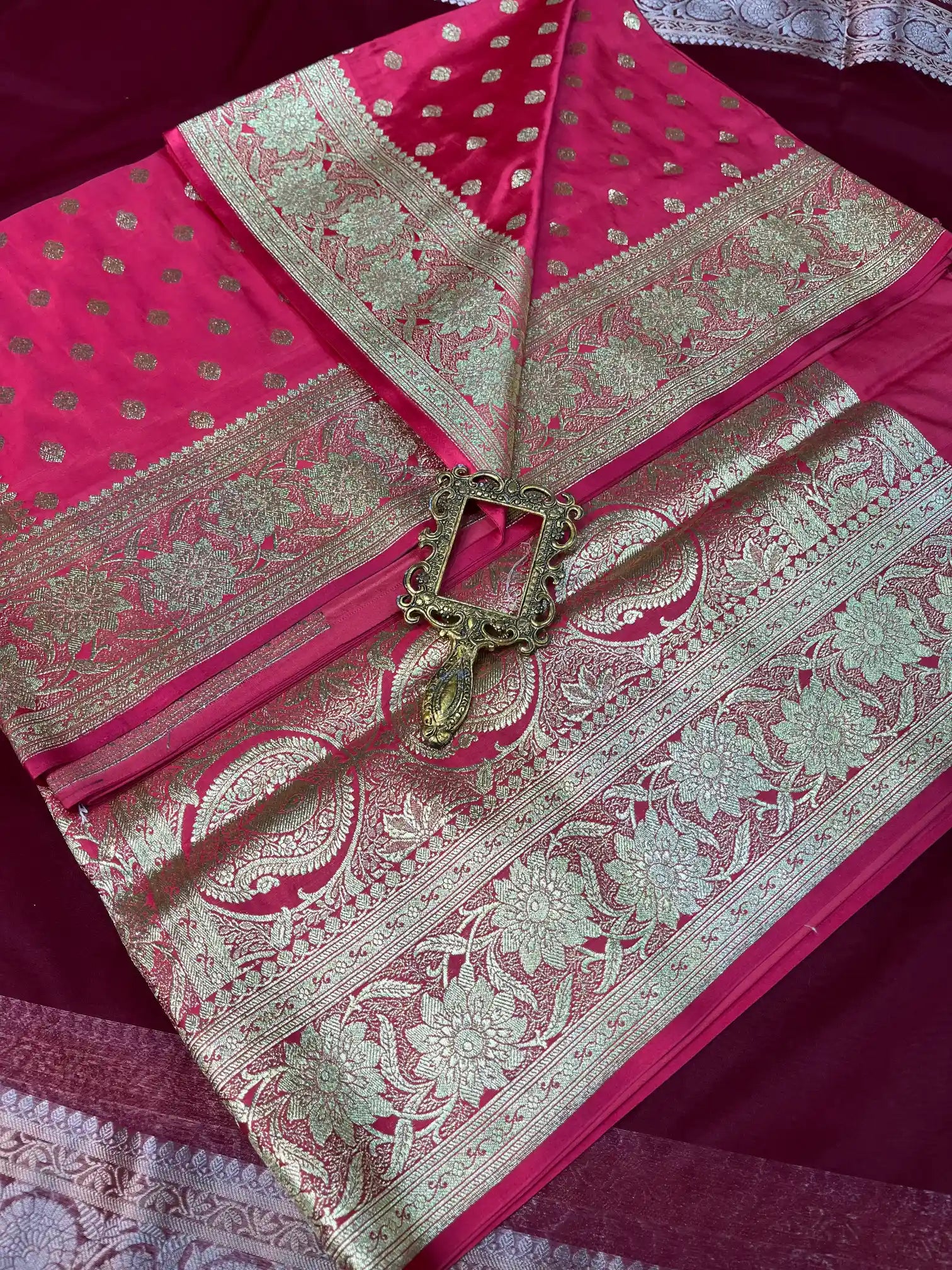 Bridal Pink Satin Silk Premium Buti Banarasi Saree
