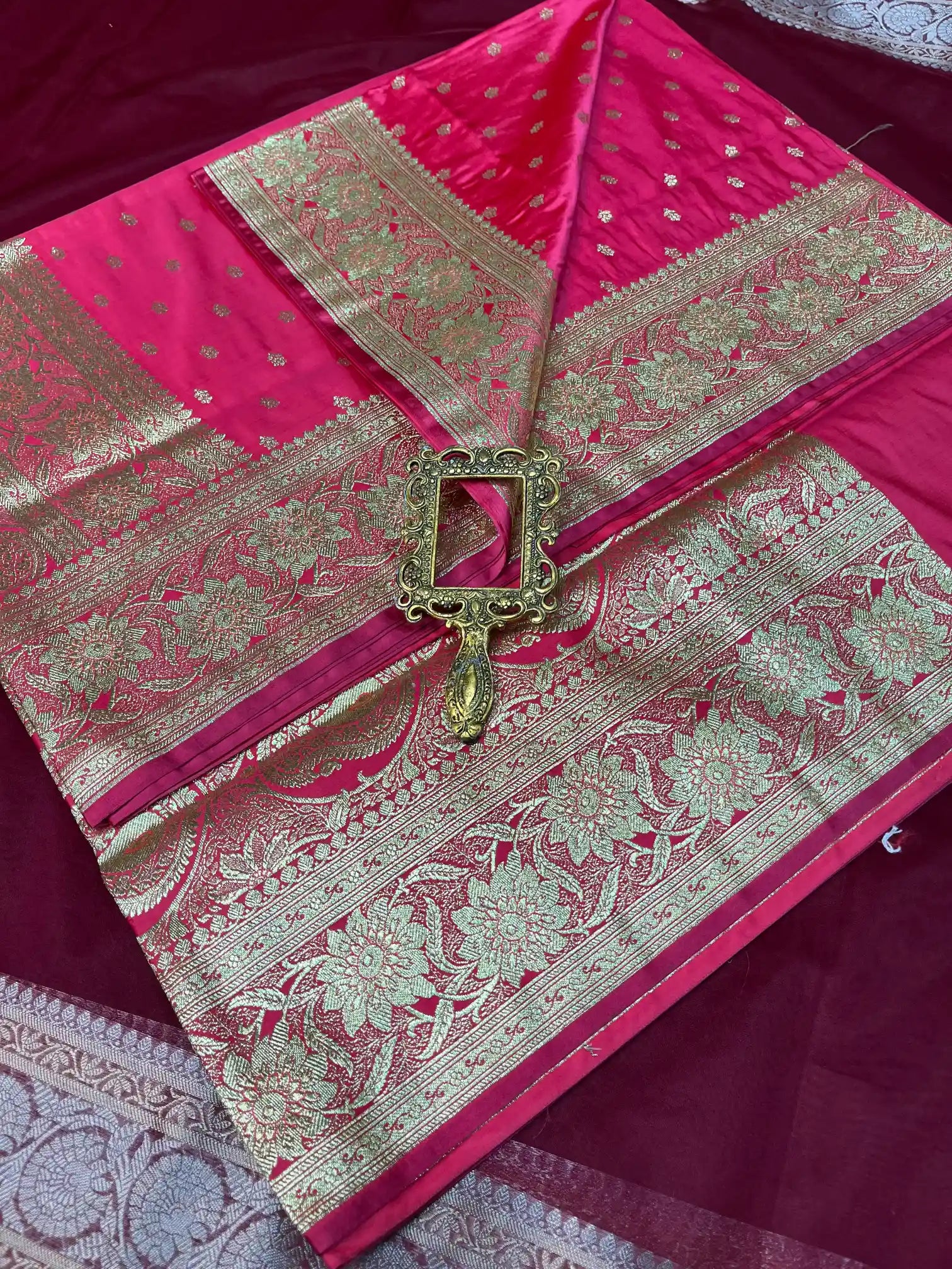 Bridal Pink Satin Silk Traditional Buti Banarasi Saree