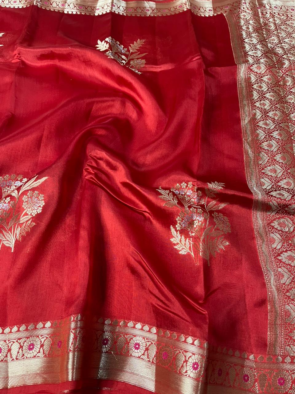 Bridal Red Pure Mango Silk Heritage Banarasi Saree