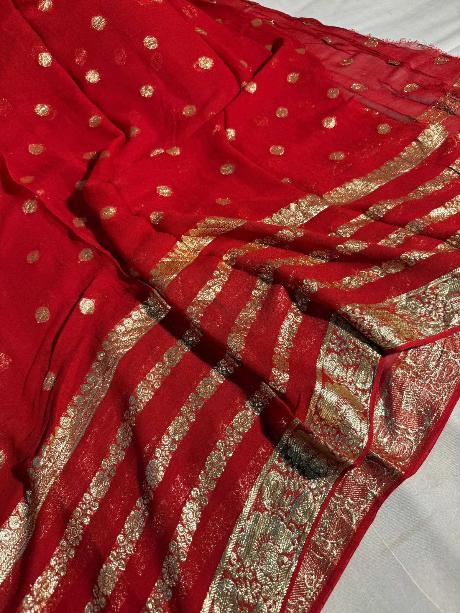 Bridal red premium viscose Georgette Banarasi saree