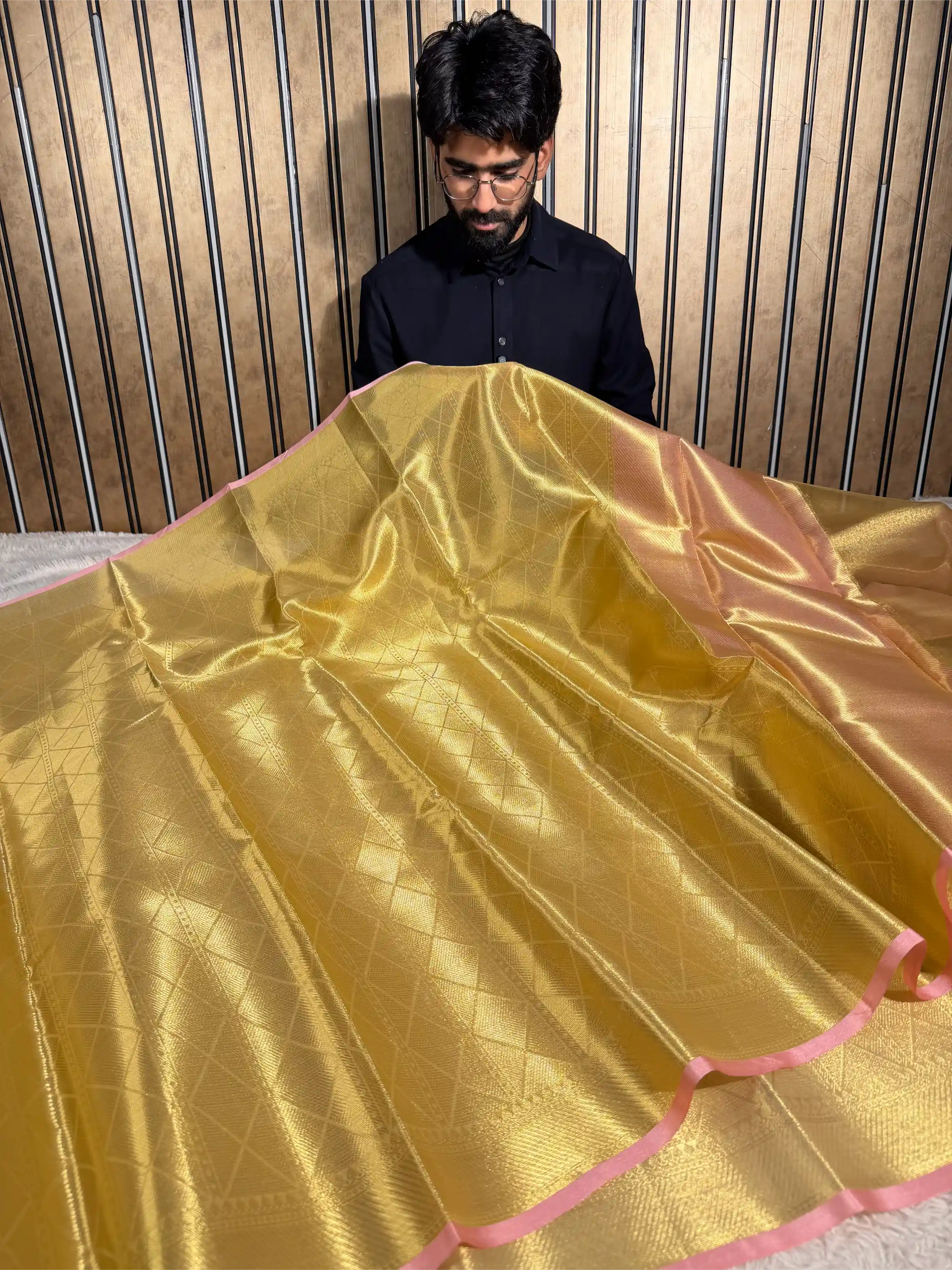 Bright Gold Kanjivaram Tissue Jacquard Saree