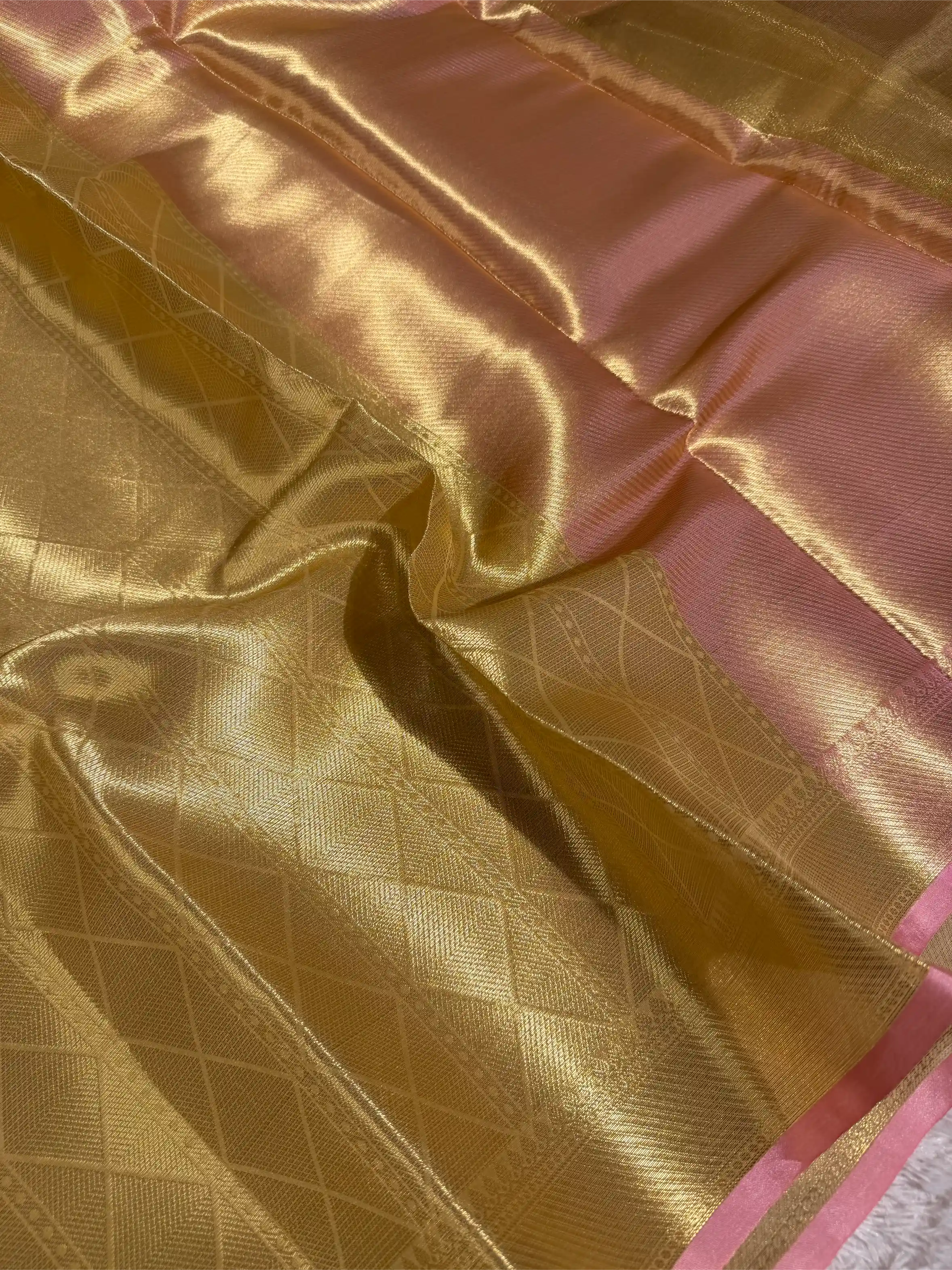 Bright Gold Kanjivaram Tissue Jacquard Saree