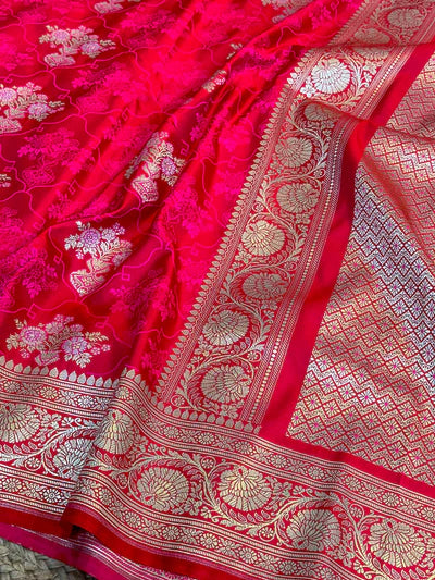 Bright Pink Mashru Silk Banarasi Saree