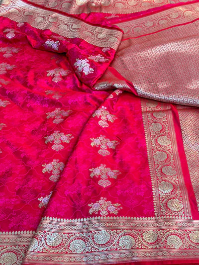 Bright Pink Mashru Silk Banarasi Saree