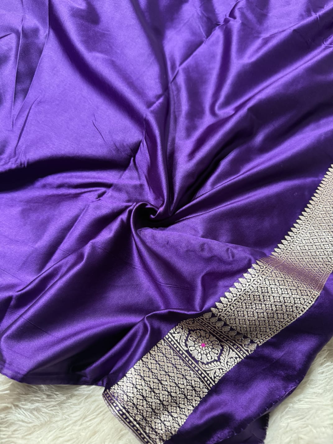 Bright Purple Mashru Katan Silk Meenakari Buta Banarasi Saree