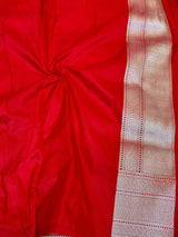 Bright Red Brocade Pure Katan Silk Saree