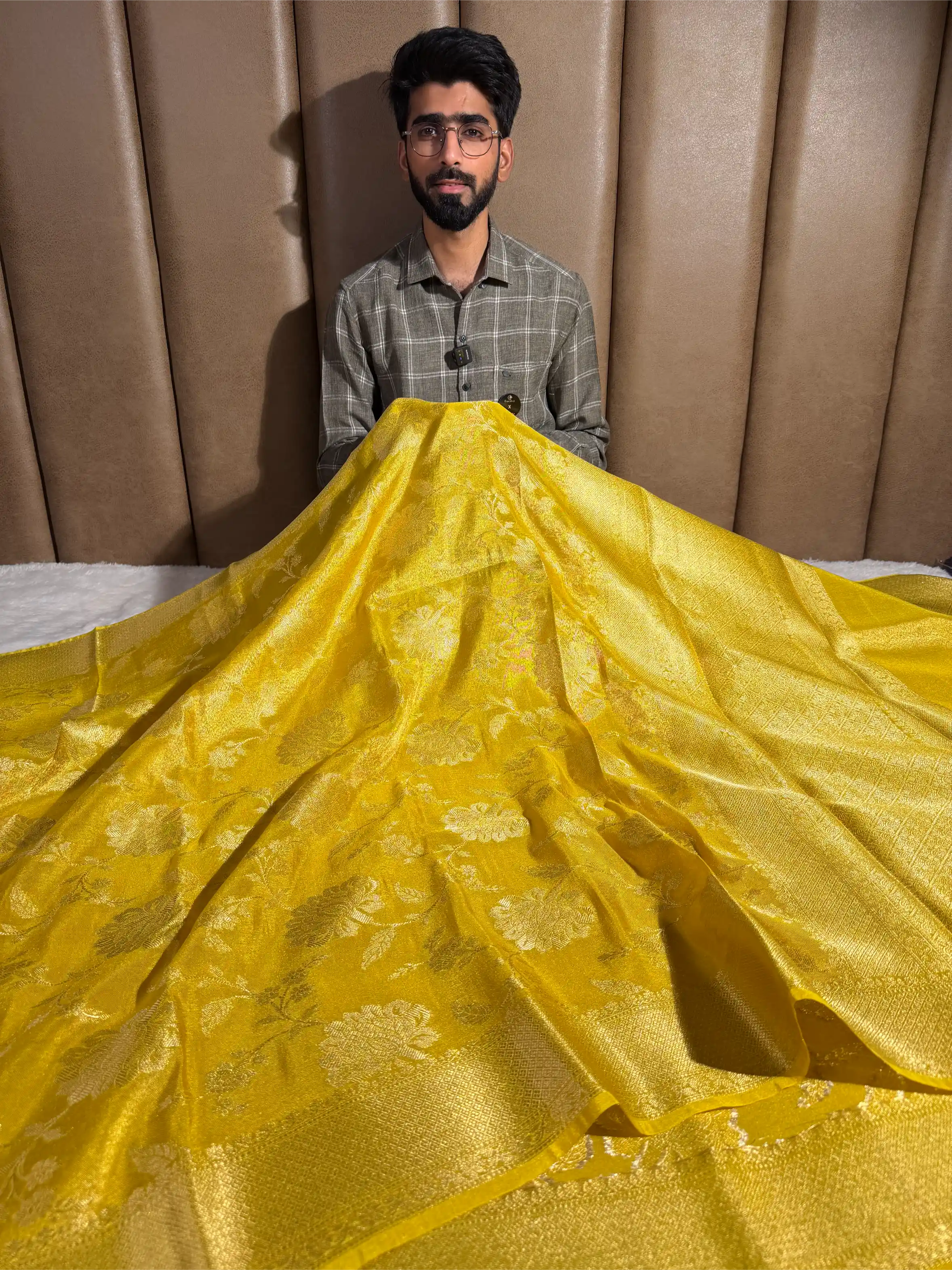 Bright Yellow Breathable Tissue Silk Banarasi Saree