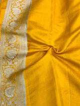 Bright Yellow Intricate Meenakari Chiniya Silk Banarasi Saree