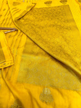 Bright Yellow Mashru Katan Silk Banarasi Saree